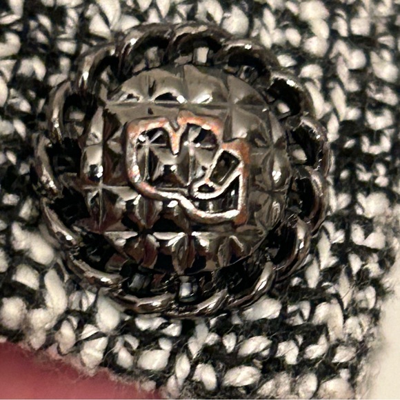 Karl Lagerfeld Black and White Tweed and Fringe Career Blazer Size 10 - Picture 9 of 14